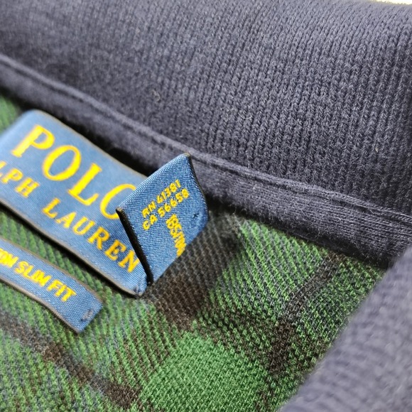 Polo Ralph Lauren Shirt Men's XL Green Blackwatch Plaid Custom Slim Fit Polo - Picture 8 of 16